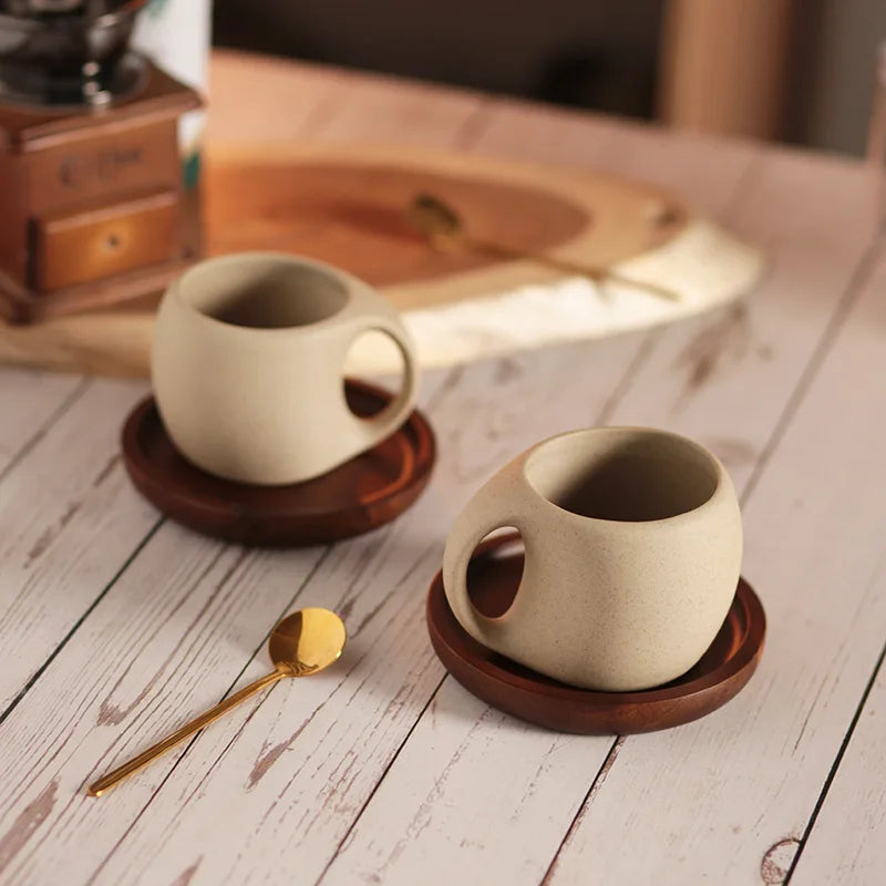 Ceramic Mug with Wooden Tray