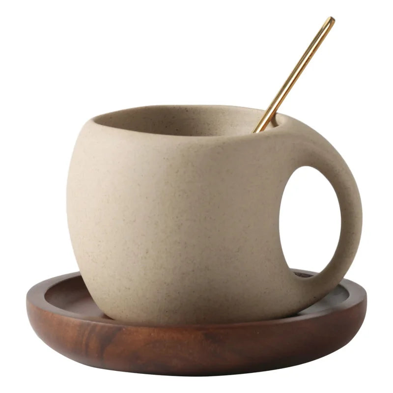 Ceramic Mug with Wooden Tray