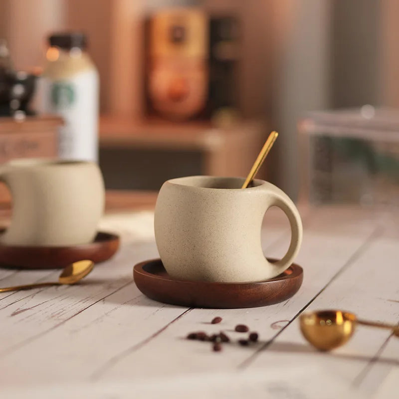 Ceramic Mug with Wooden Tray